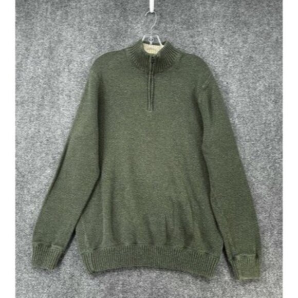 Eddie Bauer Men’s Green 1/4 Zip Sweater Size XLT Classic Outdoor Preppy - Picture 1 of 12